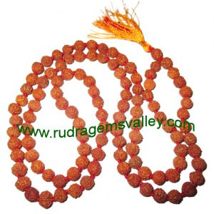 Rudraksha 5 mukhi (five face) 8mm to 8.5mm beads string (mala of 108+1 beads), Indonesian pure original rudraksha, available in natural color as well as dyed color with or without knots, pack of 1 string.