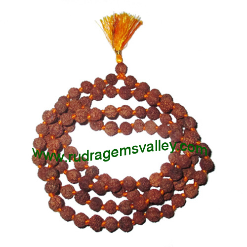 Rudraksha 6 mukhi (six face) 6mm beads string (mala of 108+1 beads), Indonesian pure original rudraksha, available in natural color as well as dyed color with or without knots, pack of 1 string.