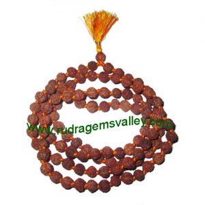 Rudraksha 6 mukhi (six face) 10mm beads string (mala of 108+1 beads), Indonesian pure original rudraksha, available in natural color as well as dyed color with or without knots, pack of 1 string.