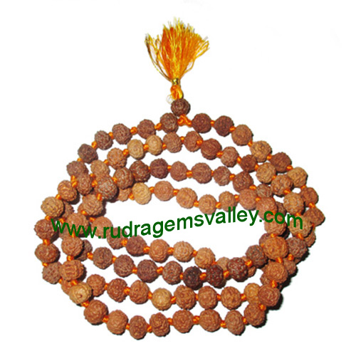 Rudraksha 7 mukhi (seven face) 7mm beads string (mala of 108+1 beads), Indonesian pure original rudraksha, available in natural color as well as dyed color with or without knots, pack of 1 string.