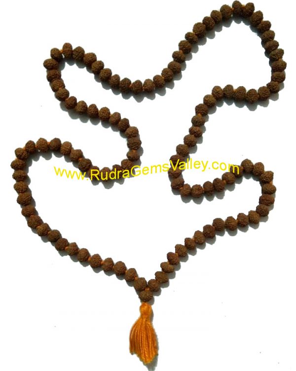 Rudraksha 9 mukhi (nine face) 108+1 beads knotted mala, approx 8mm to 10mm beads, Indonesia pure original rudraksha.