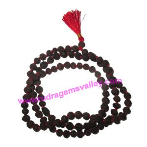 Rudraksha 5 mukhi (five face) black dyed 9mm beads mala of 108+1 beads, Indonesian pure original rudraksha in black color and knotted each beads, pack of 1 string.