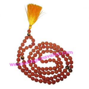 Rudraksha 5 mukhi (five face) 7mm 104 beads and 5 tiger eye stone mala total 108+1 beads, Indonesian pure original rudraksha, we also welcome custom design orders, pack of 1 mala.