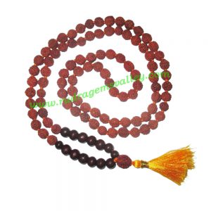 Rudraksha 5 mukhi (five face) 8mm with rosewood prayer mala (94+1 pcs. rudraksha and 14 pcs. rosewood), Indonesian pure original rudraksha with rosewood mala. We also welcome custom design orders. Pack of 1 mala.
