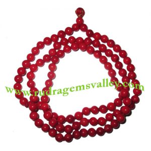 Red Coral (moonga) 8mm 108 beads knotted mala