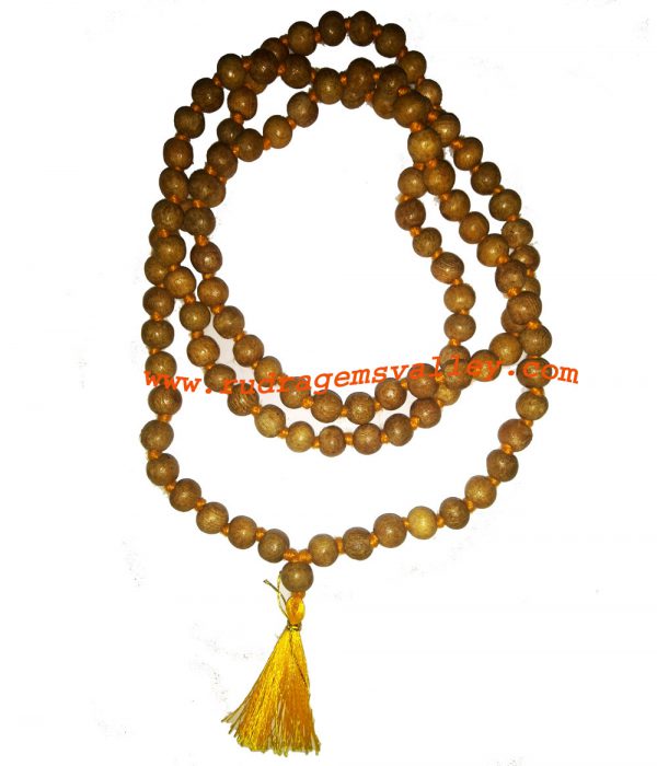 Bael wood beads 9mm mala 108+1 beads knotted, wood apple beads mala, vilvamaran beads mala, bael (aegle marmelos) beads prayer mala. Pack of 1 mala.