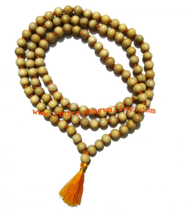 Goolar (gular) wood beads 9mm mala 108+1 beads knotted, ficus racemosa (syn. Ficus glomerata Roxb.) beads prayer mala. Pack of 1 mala.