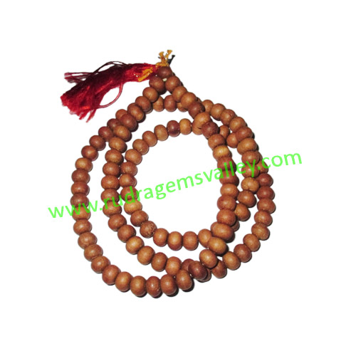 White Sandal Wood Beads, Auspicious Wood Beads-Seeds String (mala of 108+1 beads), size: 6mm, pack of 1 string.