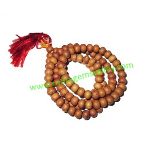 White Sandal Wood Beads, Auspicious Wood Beads-Seeds String (mala of 108+1 beads), size: 7mm, pack of 1 string.