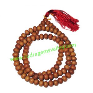 White Sandal Wood Beads, Auspicious Wood Beads-Seeds String (mala of 108+1 beads), size: 8mm, pack of 1 string.