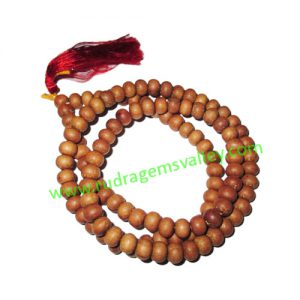 White Sandal Wood Beads, Auspicious Wood Beads-Seeds String (mala of 108+1 beads), size: 9mm, pack of 1 string.