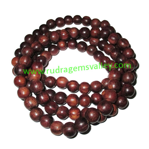 Rosewood Beads String (mala of 108+1 beads) made of fine quality handmade 8mm round rosewood beads, pack of 1 string.