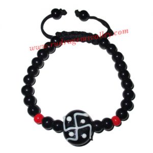Adjustable beaded free size bracelets, swastika beads bracelets, made of glass beads as per picture. Pack of 1 piece, also available in custom designs and colors as per your instructions.