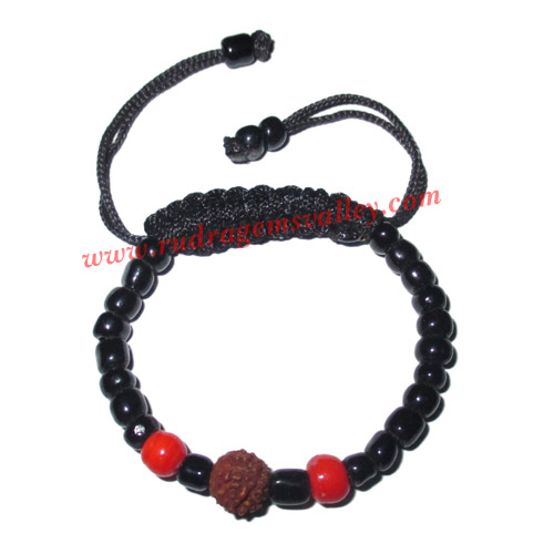 Adjustable beaded free size bracelets, made of glass beads and rudraksha beads as per picture. Pack of 1 piece, also available in custom designs and colors as per your instructions.