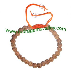 Rudraksha four face (4 mukhi) 7mm 27 beads bracelets free size adjustable. The 4 faced rudraksha beads are useful for developing creativity, communication and meditation; prevents blood circulation, cough, asthma, hesitation, memory lapse, respiratory str