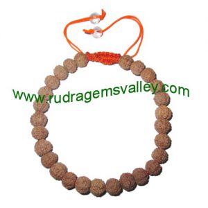 Rudraksha seven face (7 mukhi) 7mm 27 beads bracelets free size adjustable. The 7 mukhi rudraksha beads are useful for gaining hidden treasure, wealth, pleasure, peace, easiness and happiness; it cures asthma, pharyngitis, impotency, foot related diseases