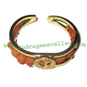 Rudraksha 5 mukhi (five face) 5mm to 7mm bracelets of 15 rudraksha beads in gold plated cuff and wire as per picture. Pack of 1 piece, also available in custom designs and colors as per your instructions.