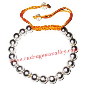 Parad mercury beads bracelet of 7mm round 24 parad beads, weight approx 37 grams. It is used for chanting mantras for spiritual attainments as well as multiple health benefits including diabetes, blood pressure and heart diseases by wearing it.