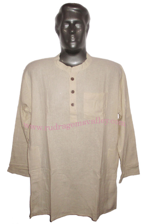 Fine quality full sleeve 30 inches long Indian khadi kurta, available in many chest sizes. Weight approx 290 grams, 3 pockets. Pack of 1 pcs.