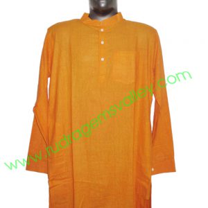 Fine quality full sleeve 30 inches long Indian khadi kurta, available in many chest sizes. Weight approx 290 grams, 3 pockets. Pack of 1 pcs.