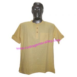 Fine quality half sleeve Indian khadi t-shirt 30 inches long, available in many chest sizes. Weight approx 250 grams, 1 pocket. Pack of 1 pcs.