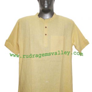 Fine quality half sleeve 34 inches long Indian khadi kurta, available in many chest sizes. Weight approx 310 grams, 4 pockets. Pack of 1 pcs.