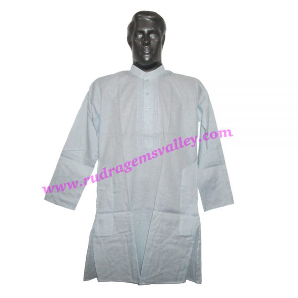 Cotton full sleeve mens kurta, 38 to 40 inches long, available in many chest sizes. Weight approx 200 grams, pack of 1 piece.