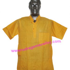 Cotton mix half sleeve mens short kurta, 28 to 30 inches long, available in many chest sizes, weight approx 150 grams, 3 pockets. Pack of 1 piece.