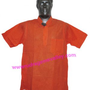 Cotton mix half sleeve mens short kurta, 28 to 30 inches long, available in many chest sizes, weight approx 150 grams, 3 pockets. Pack of 1 piece.