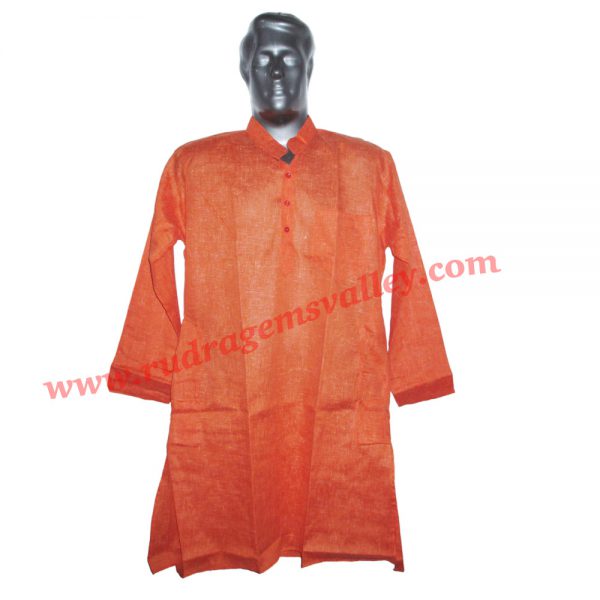 Cotton mix full sleeve mens long kurta, 38 to 40 inches long, available in many chest sizes, weight approx 200 grams, 3 pockets. Pack of 1 piece.