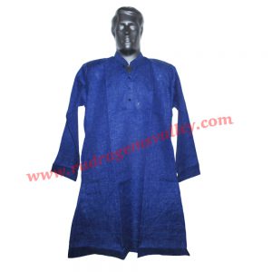 Cotton mix full sleeve mens long kurta, 38 to 40 inches long, available in many chest sizes, weight approx 200 grams, 3 pockets. Pack of 1 piece.