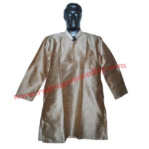 Indian silk full sleeve mens kurta, 38 to 40 inches long, available in many chest sizes, weight approx 200 grams, 3 pockets. Pack of 1 piece.