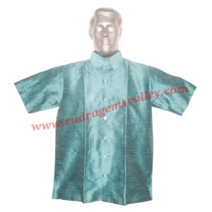 Indian silk half sleeve mens shirt, 28 inch long, available in many chest sizes, weight approx 150 grams. Pack of 1 piece.