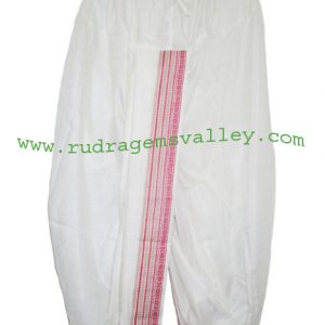 Cotton mix Indian traditional readymade dhoti, wide border colorfull cotton-mixed dhoti. Weight approx 100 grams, pack of 1 piece.