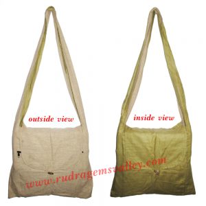 Handmade Indian khadi bags with zip and button, size 39x36 cm with 100 cm long strap, can be used both sides as the zip and buttons are provided both the sides as per picture, weight 150 grams, pack of 5 assorted pcs.