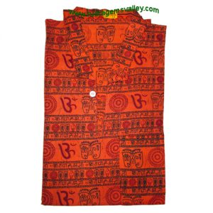 Mantra printed full sleeve short yoga kurta in cotton, size chest 110 x height 69 x sleeve 57 centimeters. Weight approx 126 grams, pack of 1 piece.