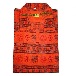 Mantra printed full sleeve short yoga kurta in cotton, size chest 112 x height 69 x sleeve 56 centimeters. Weight approx 124 grams, pack of 1 piece.
