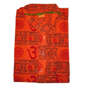 Mantra printed full sleeve long yoga kurta in cotton, size chest 120 x height 104 x sleeve 59.5 centimeters. Weight approx 204 grams, pack of 1 piece.