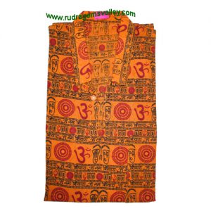 Mantra printed half sleeve short yoga kurta in cotton, size chest 110 x height 69 x sleeve 25 centimeters. Weight approx 126 grams, pack of 1 piece.