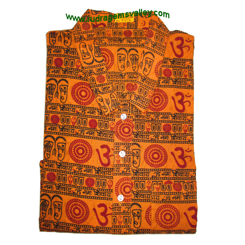 Mantra printed half sleeve long yoga kurta in cotton, size chest 109 x height 103 x sleeve 25 centimeters. Weight approx 174 grams, pack of 1 piece.