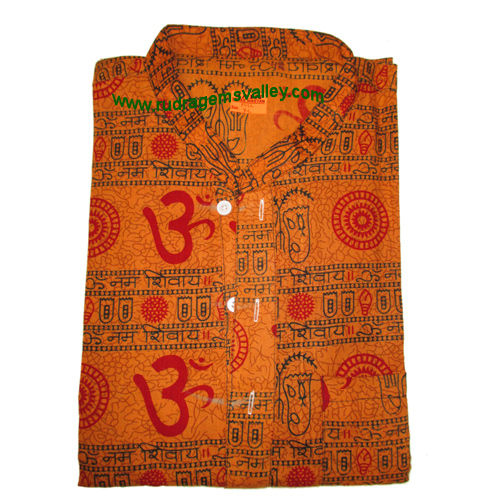 Mantra printed half sleeve long yoga kurta in cotton, size chest 120 x height 104 x sleeve 25 centimeters. Weight approx 204 grams, pack of 1 piece.