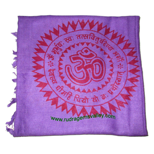 Fine quality gayatri mantra soft yoga scarves, material staple rayon, size 182x100 CM., weight approx 150 grams, minimum order 1 pcs.