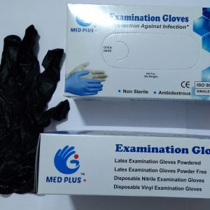 Nitrile examination gloves, disposable hand gloves, Crystal Care examination gloves, ambidextrous single use powdered gloves, pack of 100 pcs. (50 pairs) approx.