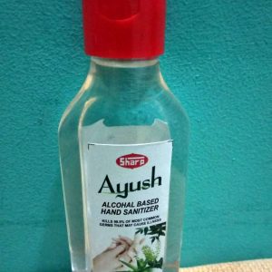 Sharp Ayush Alchohal based hand sanitizer, enriched with aloevera, need and tulsi extracts, kills 99.9 percent of most common germs that may cause illness.